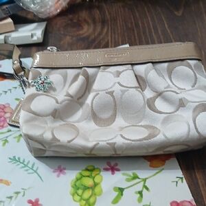 Coach Tan and Cream Signature Wristlet Used Once No Callouts